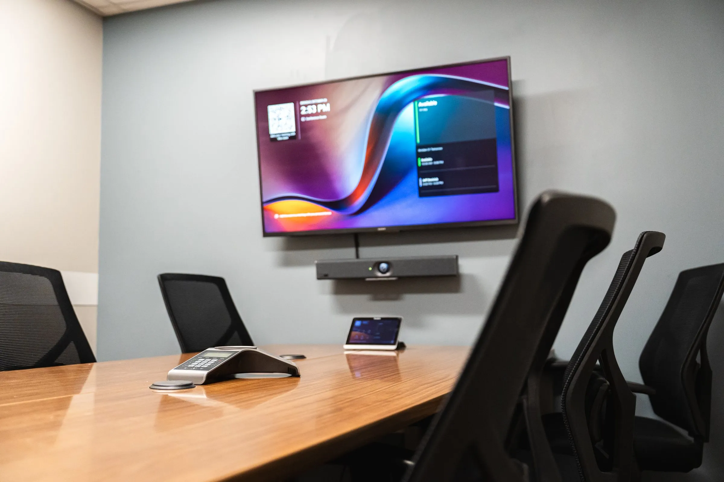 Meeting room set up for video calls