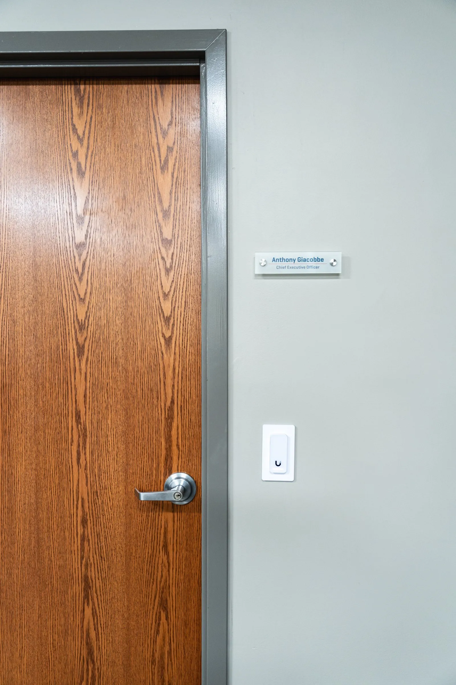 Card access reader on a private office door