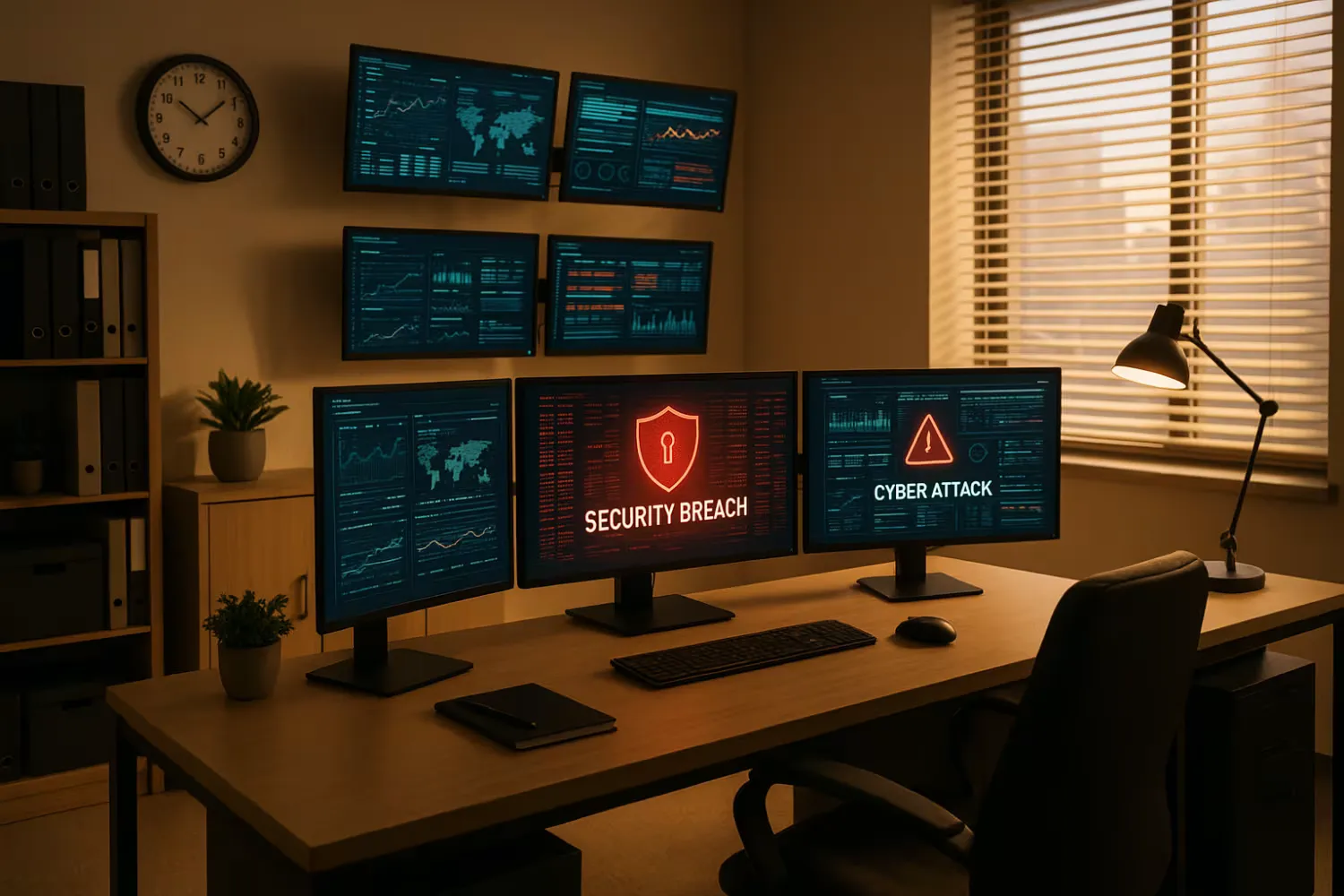 High-tech business cybersecurity setup