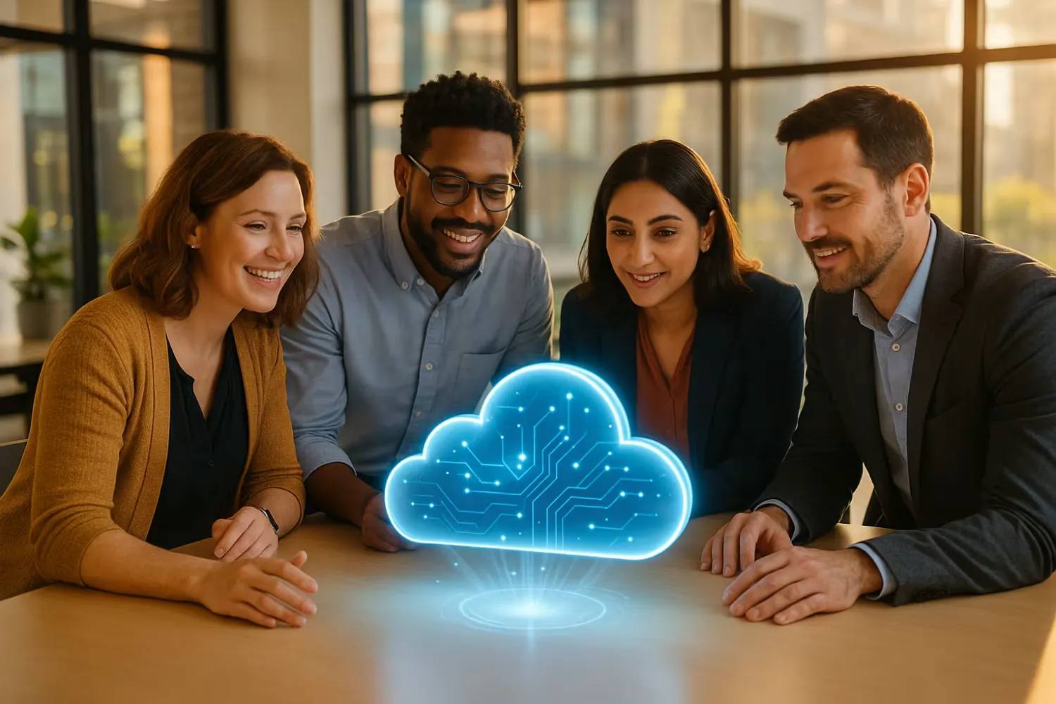 Diverse team discussing cloud data migration