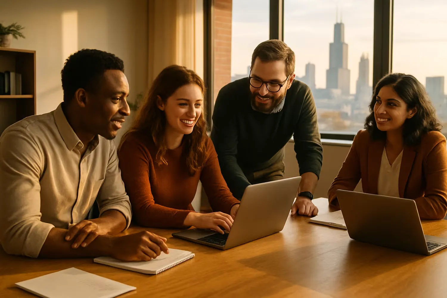 Diverse team using business continuity plan software