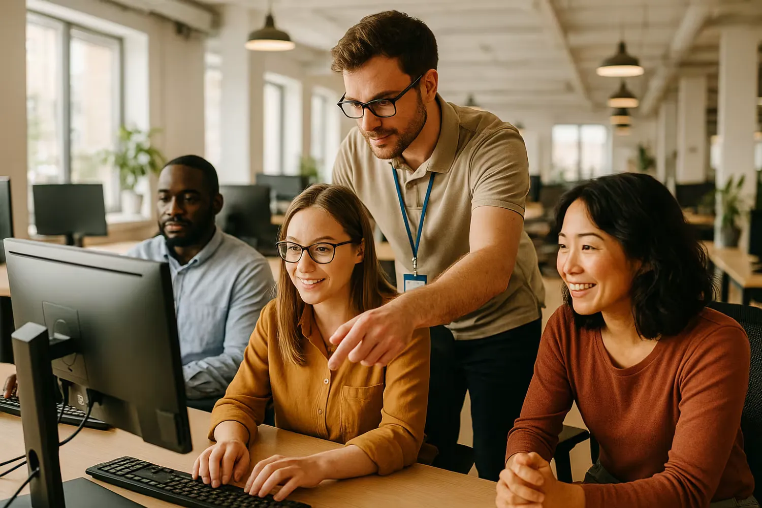 Onsite IT support assisting team